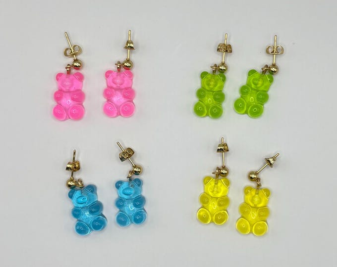 Gold Stud Gummy Bear Earrings
