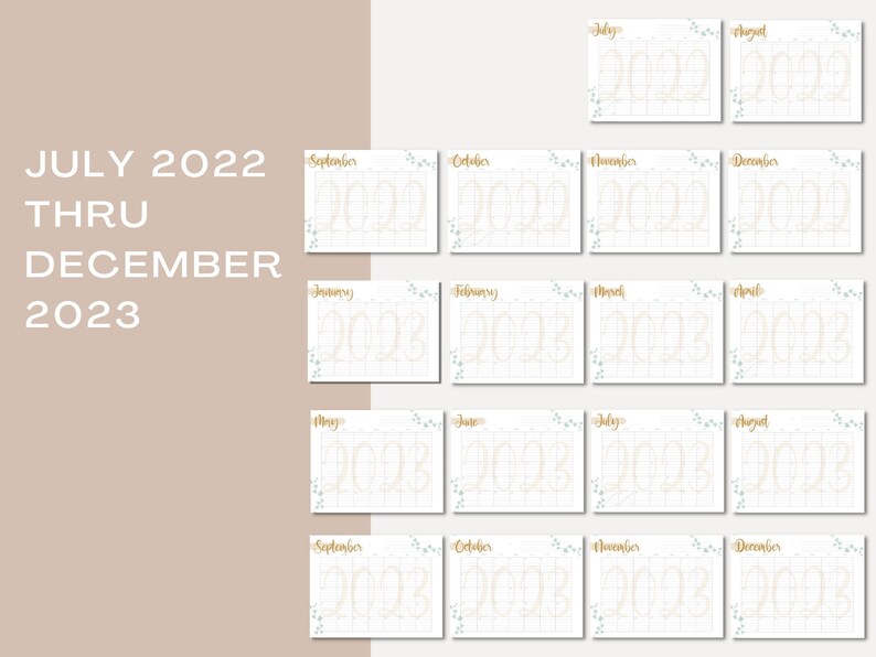 2023 Calendar Printable Yearly Calendar Cute Desk Calendar Etsy