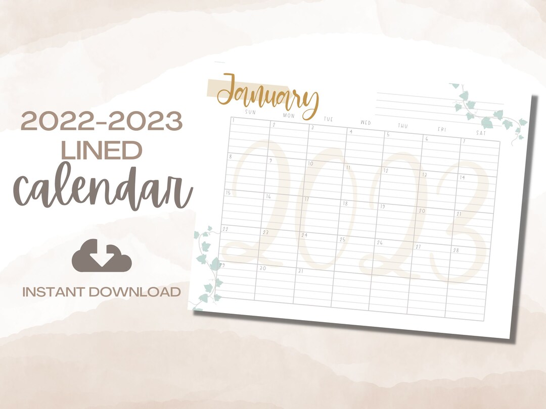 2023 Calendar Printable Yearly Calendar Cute Desk Calendar Etsy