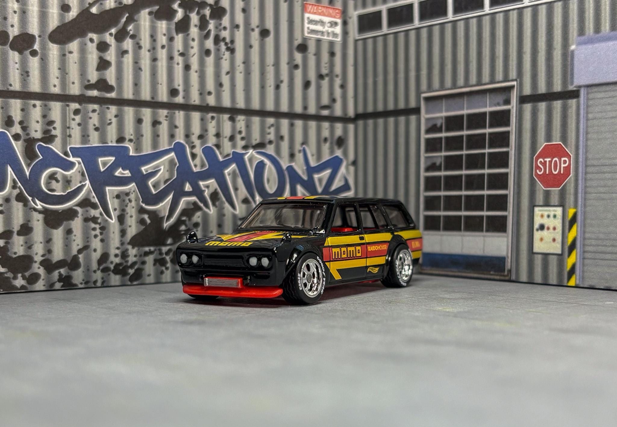Custom Hot Wheels Datsun 510 Bluebird Wagon: MOMO Livery Diecast