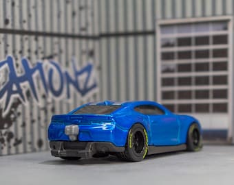 Custom Hot Wheels Chevy COPO Camaro - Blue Streak Diecast Drag Car