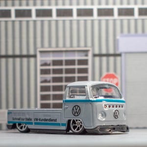 Custom Hot Wheels Volkswagen T2 Pickup: Grey VW Transporter Diecast Model Car