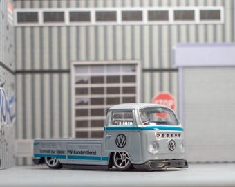 Custom Hot Wheels Volkswagen T2 Pickup: Grey VW Transporter Diecast Model Car