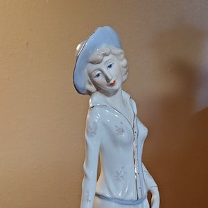 15" Woman w/Girl w/Puppy Porcelain Sculpture Figurine Glazed Bisque Face