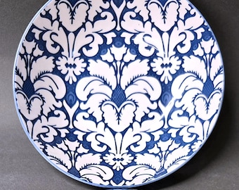 4 Vintage Certified International Geoff Tygret 9” Pasta Bowls Blue & White Print
