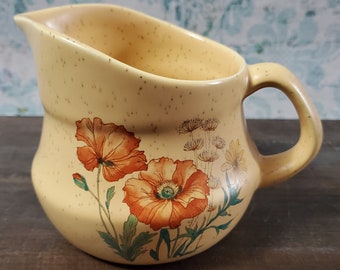 Wildflower by Treasure Craft Stoneware Pottery 11 oz Creamer 3 1/8" Vintage