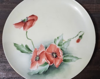 Antique Haviland Limoges Hand Painted Poppy Poppies Plate D'arcys Numbered