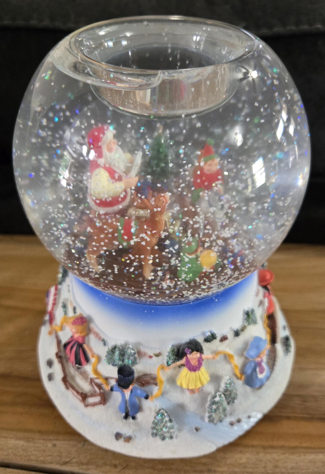 Vintage Partylite Santa at His Shop Musical Tealight Snow Globe P8202 ...