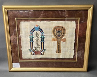 Vintage Egyptian Ankh Key Of Life & Cartouche Luxor Papyrus Institute Giza Egypt