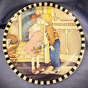 Vintage Mary Engelbreit &#39;First Kiss&#39; 8.5&quot; Decorative Collectible Porcelain Plate #61