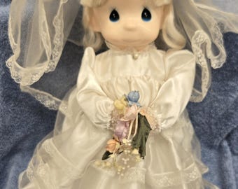Vintage Precious Moments Bride and Groom Wedding Dolls Jessi and Jonny 14in