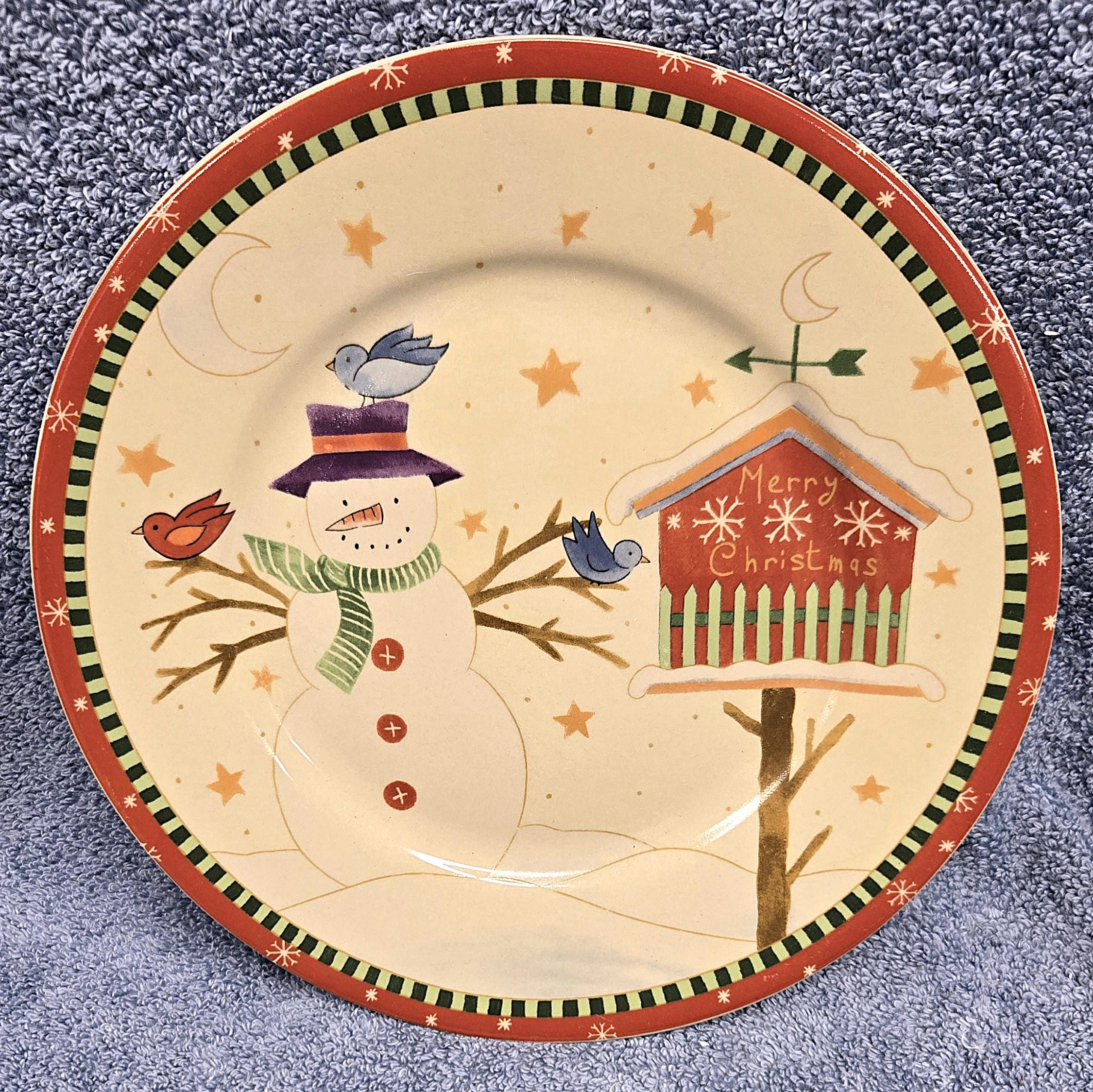 Vintage Snowman Dinner Plates - Etsy