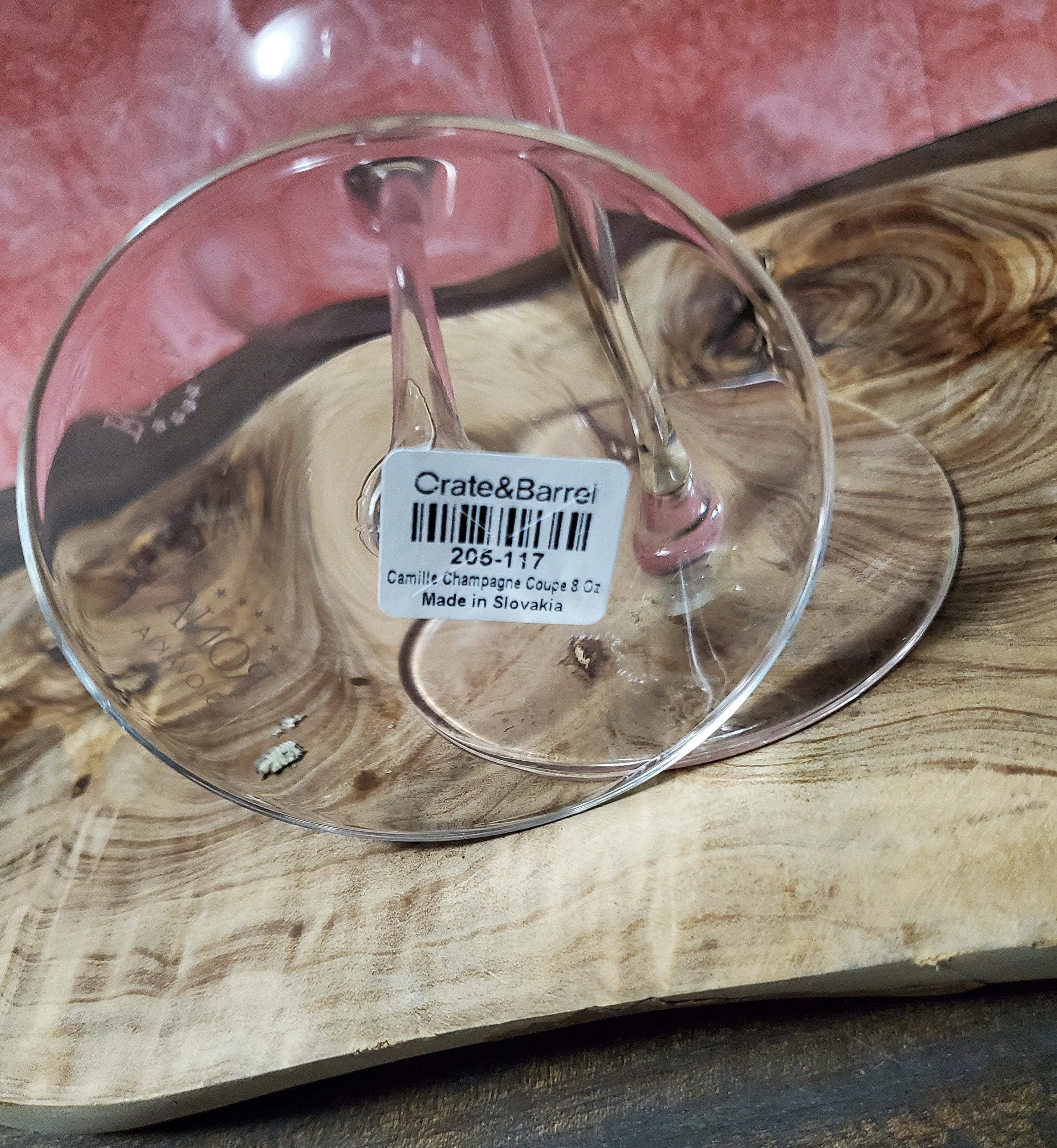 Crate & Barrel Camille Rona SLOVAKIA TALL CRYSTAL Champagne Coupe