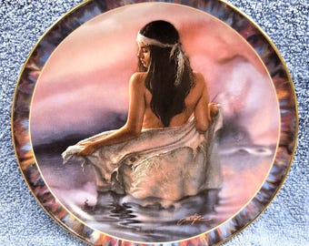 Vintage 1990s Contemplation Journeys of the Soul Collectors Plate Lee Bogle #2 Native American Indian