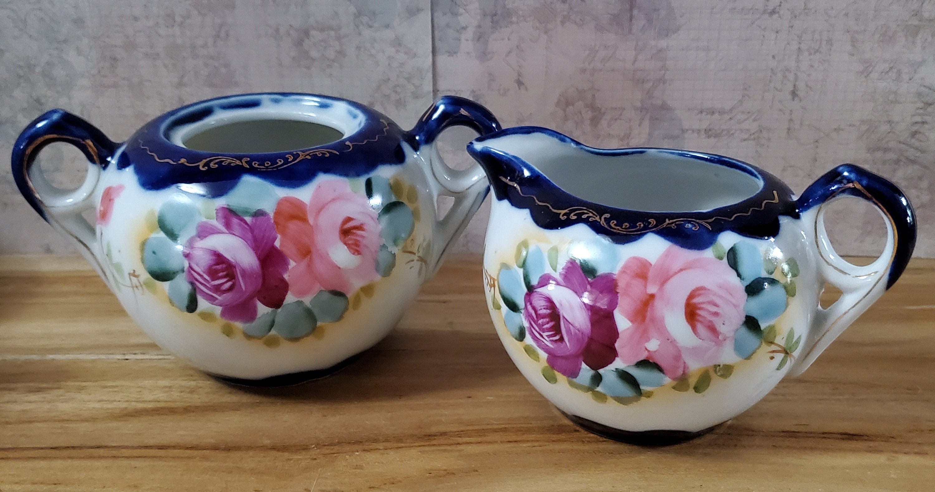 江戸期 骨董陶瓶 】 梅鉢小紋染付 徳利/花瓶 J0518E 美術品