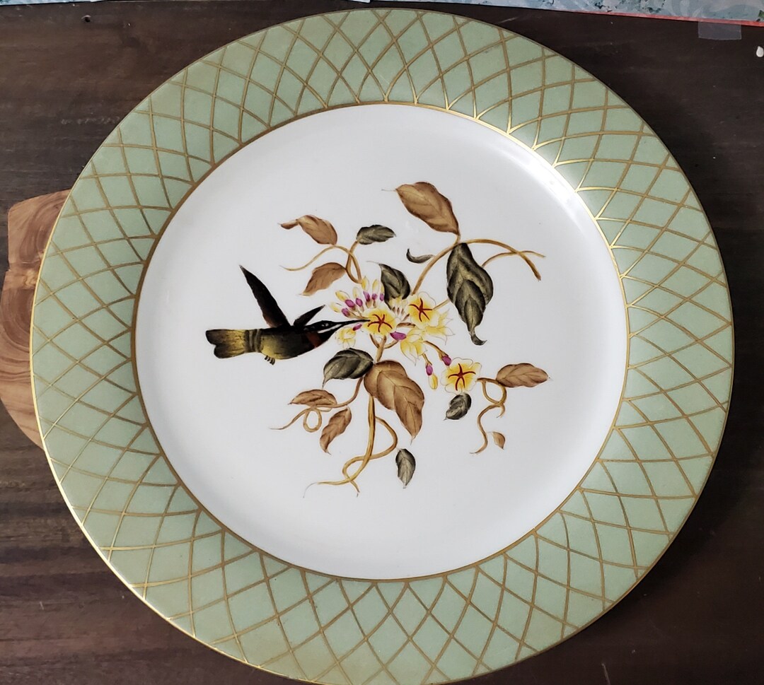 Vintage Porcelain Decorative Hummingbird Plate Handpainted Gold Trim ...