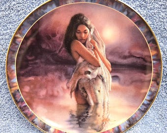 Vintage 1990s 'Fulfillment' Journeys of the Soul Collectors Plate Lee Bogle #4 Native American Indian