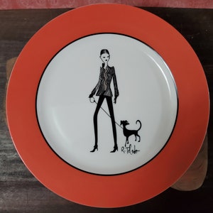 4 Nordstrom Ruben Toledo Salad Dessert Plate Fashion Limited Edition 2002 Dogs image 3