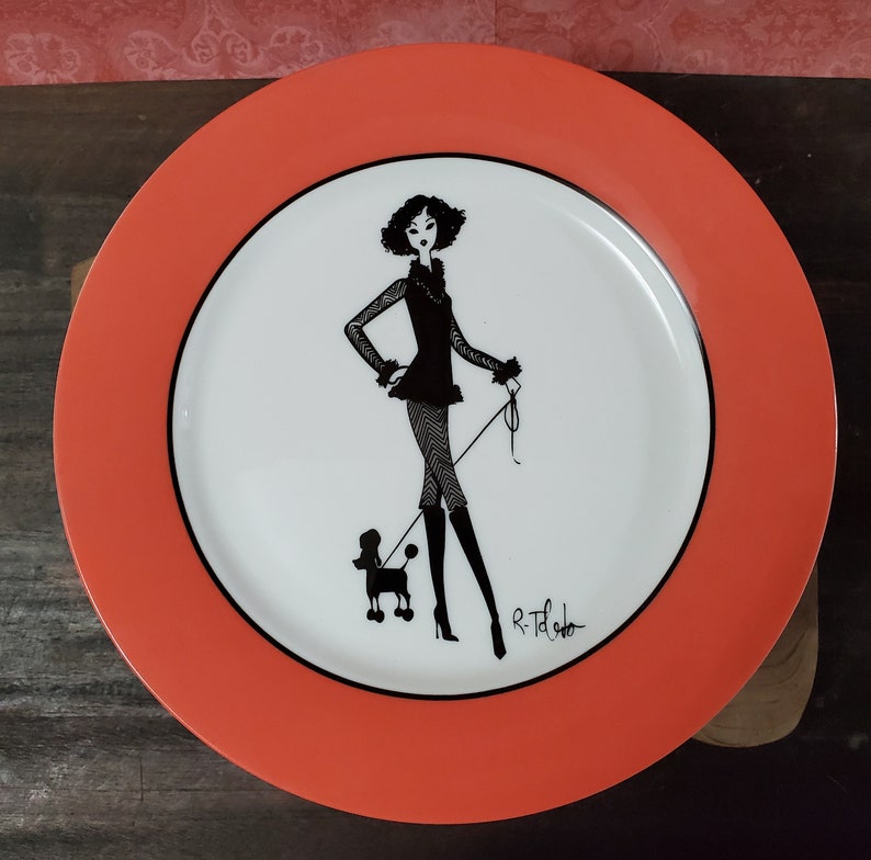 4 Nordstrom Ruben Toledo Salad Dessert Plate Fashion Limited Edition 2002 Dogs image 4