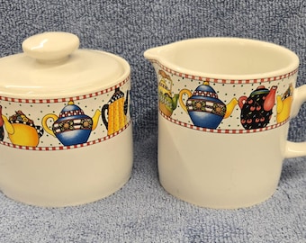 Vintage 4 Piece Mary Engelbreit Afternoon Tea Sugar Bowl By Sakura Coffee Mug