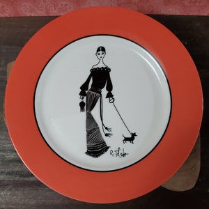 4 Nordstrom Ruben Toledo Salad Dessert Plate Fashion Limited Edition 2002 Dogs image 1