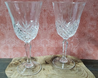 2 Vintage Cristal D'Arques-Durand Masquerade Crystal Water Glasses 7.5"
