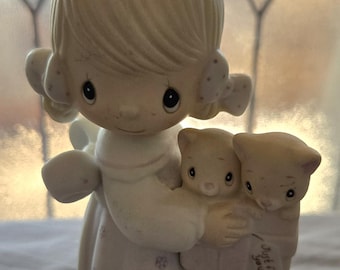 Vintage 1983 Precious Moments Porcelain Figurine To Thee With Love Fish Mark