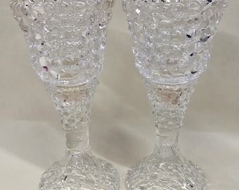 2 Vintage PartyLite Bubble Glass Candlesticks Taper & Votive Candle Holders 4pcs