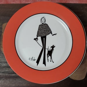 4 Nordstrom Ruben Toledo Salad Dessert Plate Fashion Limited Edition 2002 Dogs image 2