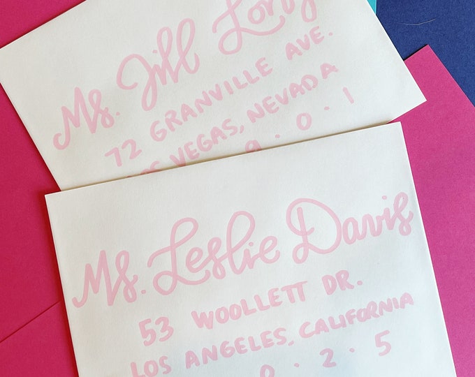 White Envelope Navy Address Calligraphy / Birthday Party Wedding Bridal ...