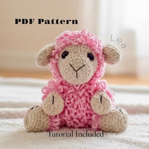 Patrón de cordero a crochet / Peluche de oveja amigurumi con bucles / Patrón en PDF, nivel intermedio