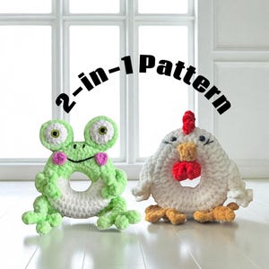 Frog & Chicken Crochet PDF Pattern – Donut Ring Toys – Beginner-Friendly DIY Amigurumi – Snuggles Ring Collection