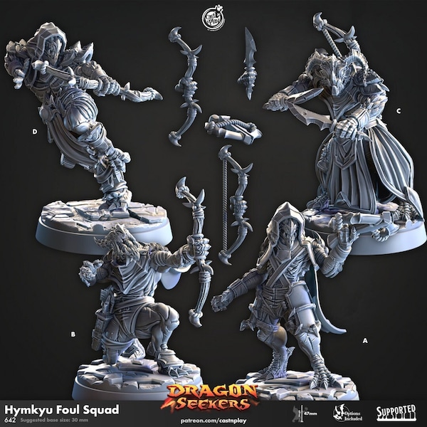 Hymkyu Foul Squad - Cast n Play Dragon Seekers | DnD Miniature | Dragonborn | Rogue, Ranger, Fighter, Assassin, Male, Ranged, Melee, Stealth