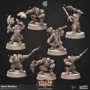 Heat Maulers - dnd miniature - Cast N Play Vulcan Dwarves | Dwarf 32mm | Fighter | Barbarian | Melee | Cleric | Adventurer | Pathfinder