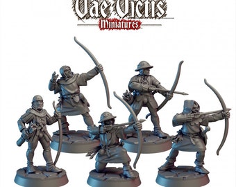 Bowmen of the Kingdom 28/32mm mini set - Vae Victis | DnD | Archer | Villager | Ranger | Human | Pathfinder | TTRPG | Wargaming | Frostgrave