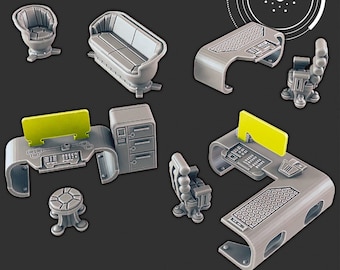 Sci-fi Scenery - Office Furniture - EC3D Design, Infinity, Legion, Sci-fi, Cyberpunk, Starfinder, tabletop terrain, traveller, futuristic