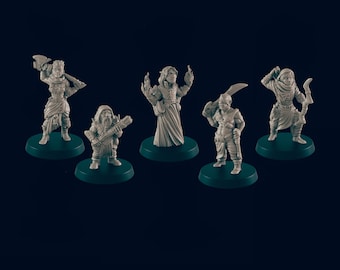 5 Bandit Mini Pack - EC3D, DnD | Human | Monster | Dwarf | Elf | Melee, Archer, 32mm | Pathfinder | Fantasy | Wizard | Wargaming Frostgrave