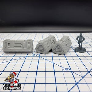 Scifi Medium Cargo Containers - EC3D , Infinity, Legion, Cyberpunk, Starfinder, tabletop terrain, Sci-fi Scenery, Wargaming, Space Hangar
