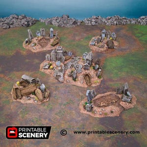 Colinas del Cementerio Sagrado - Ruinas de Shadowfey, DnD, Pathfinder 15 mm, 28 mm, 32 mm, escenografía de wargaming, terreno de mesa, construcción