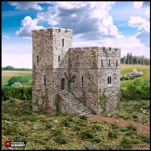 Norman Stone Fort - King and Country, DnD, Pathfinder, 15mm, 28mm, 32mm, wargaming terrain, scenery D&D fort, base, castle, stone, medieval