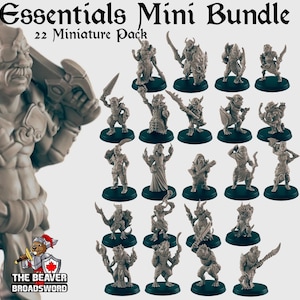 dnd essential Monster Mini Pack 2 - 22 Miniatures! - EC3D, Pathfinder 2E, Kobold, Orc, Gnoll, Bandit, Goblin | 32mm | TTRPG | Wargaming