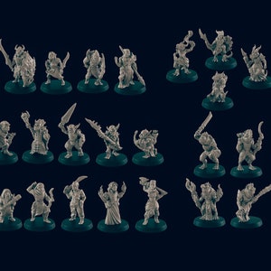 dnd essential Monster Mini Pack 2 - 22 Miniatures! - EC3D, Pathfinder 2E, Kobold, Orc, Gnoll, Bandit, Goblin | 32mm 28mm | TTRPG | Wargaming