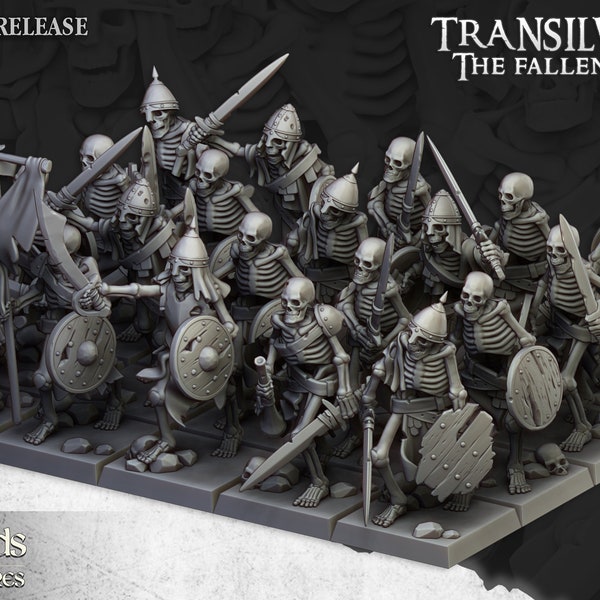 Skeleton Warrior Set - Highland Miniature | DnD | Undead | melee | 32mm | Pathfinder | Graveyard | TTRPG | Wargaming | Frostgrave