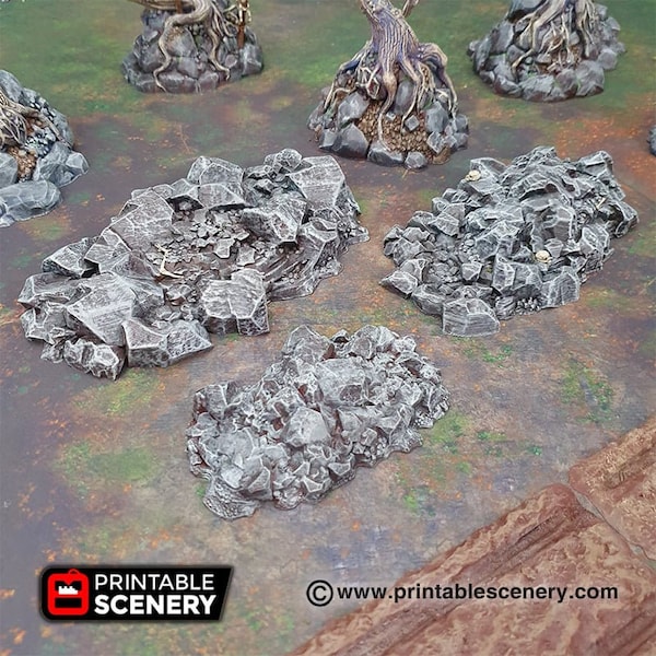 Pierres dispersées déchiquetées - Shadowfey Wilds, D&D 5E, Pathfinder 2E 15 mm, 28 mm, 32 mm, terrain de jeu de guerre, décors dispersés, D&D