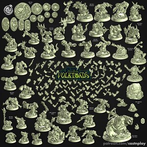 Mire Servants - Cast n Play Mire Volktoads | DnD-miniatuur | Beastmen | Pad | Kikker | Bullywug | Monster | Vijand | Melee | Klein afbeelding 2