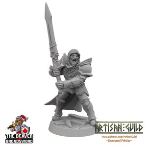 Male Human Fighter dnd Mini with Greatsword - Artisan Guild | Barbarian | Knight | Cleric | Paladin, Pathfinder, TTRPG, Wargaming, Warrior