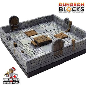 Bloques de mazmorra (40 piezas, sala de inicio) - Temática de mazmorra - ¡Sin clips ni imanes! / DnD / Pathfinder / Azulejos / Pack / Miniatura / Mini / Set / Kit