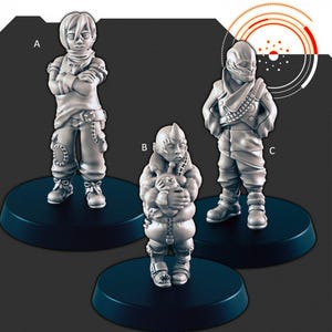 Sci-fi Slums Kids Mini Set - EC3D | Legion | Cyberpunk | Sternfinder | Scifi | Kinder | Futuristisch | Mensch | Außerirdischer | Männchen | Weiblich