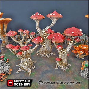 Magic Mushrooms Tree Set - Printable Scenery | DnD | Cave | Swamp | Trees | Scatter Terrain | Wargaming | Goblin Grotto | 28mm 15mm 32mm