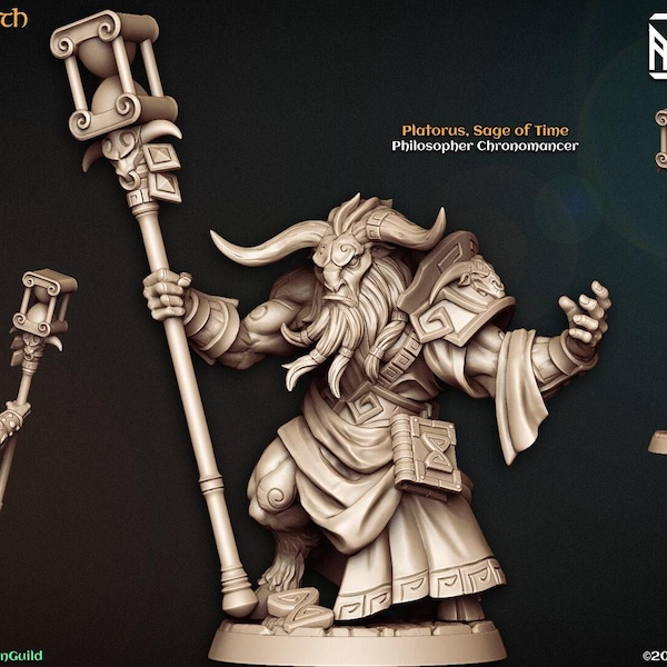 Platorus Sabio del Tiempo - Gremio de Artesanos / Minotauro / Clérigo / Hechicero / Masculino / Fantasía / Mago / Laberinto / Frostgrave / DnD / Pathfinder